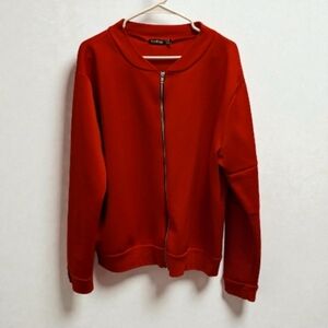 Boohoo Classic Red Bomber Jacket
